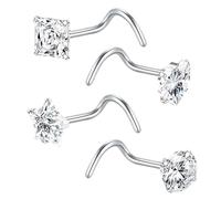 Dinchaakuarry Studio del naso di strass - 4x set di gioielli piercing a vite scintillanti, collezione di anelli di naso alla moda | Elegante perno al in, gioielli piercing per il viso delicati, set d