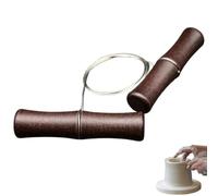 Dinchaakuarry Wire Cutter, Stainless Steel Wire Cutter with Wooden Handle, Wood Cutting Tools, Wheel Tools, Ceramic & Supplies, for Artists Lovers