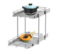 DINDON Organizzatore estraibile a 2 ripiani (28 cm di larghezza x 45,7 cm di profondità) per cassetti scorrevoli in metallo resistente, due ripiani estraibili per mobili da cucina, dispensa, bagno,