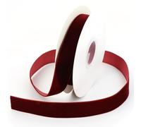 DINDOSAL Nastro in velluto bordeaux da 2,5 cm, colore rosso scuro, per decorazioni per albero di Natale, fiocchi per capelli, ghirlande, festoni per fattorie, caffetterie, bouquet, 9,1 m