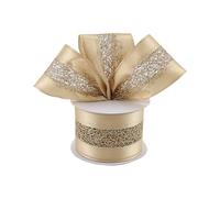 DINDOSAL Nastro natalizio con filo metallico, 6,3 cm x 9,1 m, con rete glitterata, per decorazioni per albero di Natale, ghirlande, artigianato, decorazioni per la casa, confezioni regalo