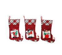 DINESA Calze di Natale, confezione da 3 calze da appendere per camino, albero di Natale, decorazione per le vacanze in famiglia, Babbo Natale/pupazzo di neve/alce