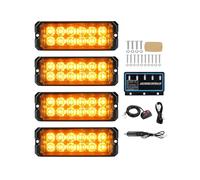 Dinfu 4 x 12 LED luce di avvertimento anteriore, colore arancione, 12 V/24 V, 40 W, con 12 modalità stroboscopiche lampeggianti, IP67, striscia luminosa per auto, camion, trattore, camion (giallo)