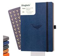 Dingbats* - Taccuino a righe A5 con copertina morbida - Pagine spesse e perforate - Esperienza versatile di annotazione in pelle vegana, con comodo segnalibro e portapenne (Wildlife - Balena Blu)