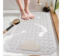 DINGC Tappetino doccia antiderapant con ventose e fori di drenaggio, tappetino doccia con cuscino massaggiante, tappetino da bagno doccia grande per doccia da bagno 70 x 40 (bianco) 70 x 40 (ovale)