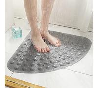DINGC Tappetino Doccia Antiscivolo Tappeto Doccia Angolare PVC, Tappetino Doccia Triangolare con Ventosa e fori di Drenaggio, Tappeto Doccia per Doccia Bagno Triangolare o Vasca 54x54 cm (Grigio)