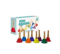 DingdangBu Handbell. Campane da mano musicali diatoniche per bambini, supporto in legno. 8 campane colorate, 8 note diverse. Include un libro musicale. 3+