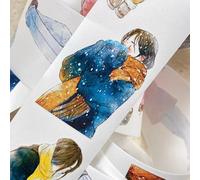 DingDing Vol12-43 Winter Day,Carta Washi pretagliata di adesivi a nastro in PET, 1,97 INx10,94 YD, design originale del personaggio vintage per forniture di album di ritagli, diario, diario spazzatura