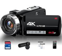 DINGETU Videocamera 4K Ultra 44MP Vlogging Camera per YouTube Zoom Digitale 18X Videoregistratore Video Schermo IPS da 3 pollici con microfono esterno, controller, 2 batterie e scheda SD 32G