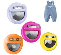 Dingfeiyu Airtag Holder Hidden, Custodia per localizzatore GPS nascosta, Custodia Airtag Nascosta con Spilla per bambini, anziani, animali domestici, zaini, bagagli (giallo + viola + arancione + rosa)