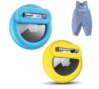 Dingfeiyu Airtag Holder Hidden, Custodia per localizzatore GPS nascosta, Custodia Airtag Nascosta con Spilla per bambini, anziani, animali domestici, zaini, bagagli (giallo + blu)