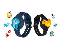 Dingfeiyu Braccialetto per Apple AirTag Impermeabile, Anti-smarrimento e Anti-graffio Custodia Cover AirTag per Bambini, Adolescenti, Anziani (nero + blu)
