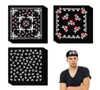 DINGFENG 9 Pezzi Bandana Fazzoletto Pirata per Tema Pirata, Decor | azione Festa Halloween Compleanno e Bambini, Nero, E