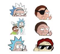 DINGFENG Set 6 Adesivi Auto Impermeabili Rick and Morty - Sticker Anime Divertenti per Auto, Moto, Laptop, Finestra - Tuning Cartoon Fan Art