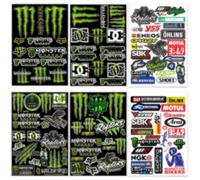 DINGFENG Set 6 Adesivi Moto Monster Energy - 4 Adesivi Monster Energy + 2 Stickers Moto in Vinile Impermeabile 20x21cm - Decorazioni Casco, Scooter, Bicicletta, Auto, Skateboard