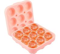 DINGFENG - Stampo per cubetti di ghiaccio in silicone con coperchio, 12 scomparti, riutilizzabile, con certificazione LFGB, grande stampo per cubetti di ghiaccio, sicuro per cocktail whisky e caffè