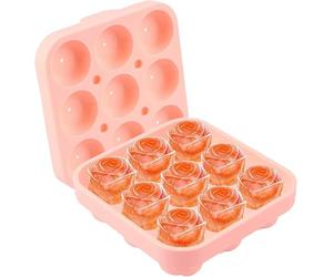 DINGFENG - Stampo per cubetti di ghiaccio in silicone con coperchio, 12 scomparti, riutilizzabile, con certificazione LFGB, grande stampo per cubetti di ghiaccio, sicuro per cocktail whisky e caffè