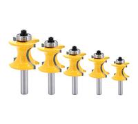 DingGreat 5Pcs Semicircolare Cuscinetto Frese 8mm codolo, 1/4" 3/8" 1/2" 5/8" 3/4" Diametro, Punte per Fresa a Bullnose con Cuscinetto Semicircolare