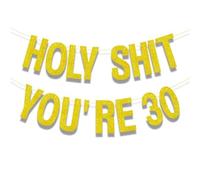 Dinghaole Striscione di compleanno, striscione per 30° compleanno, divertente forniture per feste Holy Shit You're 30 Birthday Banner decorazione per feste, ideale per 30° compleanno, decorazione per