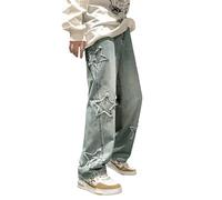 DINGJIUYAN Jeans da donna Y2k Jeans Star Jeans a vita alta pantaloni cargo da donna pantaloni a stella carino jeans per le donne, 1 blu., L