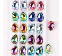 DINGK Vetro Cristallo Forma Goccia d'Acqua 3 Dimensioni Arcobaleno e Gelatina Colori Caramelle Punto Colla Posteriore su Perline Strass Applique Finiture Fai da Te