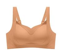 Dinglong Comodo Seno da Donna Sexy e Senza Tracce Raccolto Senza Anelli in Acciaio Supporto Morbido Chiusura del Colletto Reggiseno Anti Caduta Reggiseno Sportivo Donna Sostegno Forte (Khaki, XL)