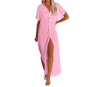 Dinglong Coprispalle Donna Estivo Copricostume da Bagno da Donna Casual a Maniche Corte con Spacco Laterale Abbottonato Lungo Kimono Cardigan Copricostume Coprispalle Donna Estivo