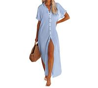 Dinglong Coprispalle Donna Estivo Copricostume da Bagno da Donna Casual a Maniche Corte con Spacco Laterale Abbottonato Lungo Kimono Cardigan Copricostume Coprispalle Donna Estivo