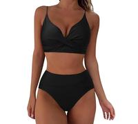 Dinglong Costume Senza segni Abbronzatura Set Bikini a Vita Alta con Due Costumi da Bagno da Donna. Costumi da Bagno a Blocchi di Colore Costume Senza segni Abbronzatura