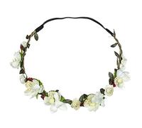 Dinglong Donna Fiore Fascia Sposa Matrimonio Capelli Strisce Accessori Ragazze Boemia Garland Estate Spiaggia Testa Strisce Acconciatura Elastica Corona Festival Fascia (Beige)