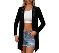 Dinglong Gilet lungo di grandi dimensioni elegante costoso donne inverno nappa tasche solide con cappuccio Cardigan soprabito capispalla cappotto Cappotto di grandi dimensioni inverno caldo, Le Noir,