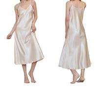 Dinglong Gonna Notte Donna Camicia da Notte da Donna, Abito da Notte, Sexy Scollo a V, Vestaglia, Biancheria da Notte Lunga Camicia Senza Maniche Donna Profumo alla Vaniglia Vestiti Estivi Lunghi