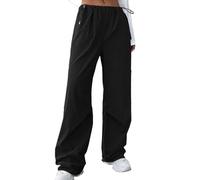 Dinglong I miei ordini in Corso di Spedizione Pantaloni Cargo Casual per Donne, Vita Elastica, Jogging, Yoga, Tasche, Gambe Larghe I Miei Ordini in Corso di Consegna, Le Noir, L