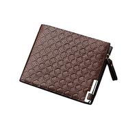 Dinglong Idea Regalo Uomo Uomo Uomo Stampato Affari Breve Casual 3 Pieghe Cerniera Orizzontale Materiale Vintage Moda Portafoglio Idea Regalo Uomo, marrone, taglia unica, portafogli personalizzati