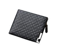 Dinglong Idea Regalo Uomo Uomo Uomo Stampato Affari Breve Casual 3 Pieghe Cerniera Orizzontale Materiale Vintage Moda Portafoglio Idea Regalo Uomo, Le Noir, taglia unica, Portfoglio personalizzabile