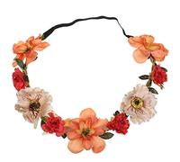 Dinglong Mamma E Me BOHO Stile Artificiale Falso Fiore Fascia Rosa Ghirlanda Spiaggia Accessori Per Capelli Ragazza Ghirlanda Fasce Da Matrimonio Garland Fronte Spiaggia Fiore Corona (Arancione 3)