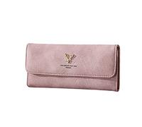Dinglong Monnaie de Paris Moda Donna ID Portafoglio Lungo Tinta unita Borsa Fauve decorazione moraillon Borsa multislot per carte Pochette monete di Parigi Portaassegni Donna, Rosa, taglia unica,