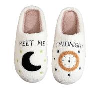 Dinglong Pantofole da uomo comode Pantofole per le donne Meet Me at Midnight Pantofole in pile Ricamate in Peluche Pantofole Indoor ed Outdoor Scarpe Coppia, bianco, 38 EU