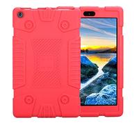 Dinglong per Amazon Kindle Fire HD8 2017/2018 - Cover universale in silicone morbido, 5 colori da scegliere (rosso)