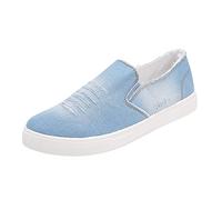 Dinglong Scarpe da ginnastica da uomo Scarpe da pescatore di primavera e autunno da uomo in tela con suola spessa in denim senza lacci da uomo scarpe da uomo mocassino uomo, Azzurro, 44 EU