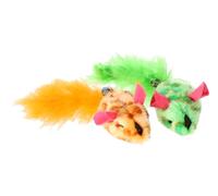 DINGO 21248 - Set di 2 topolini con campanelle attaccate e code soffici, per giocare e cacciare, giocattoli leggeri per animali domestici, colori arancione e verde