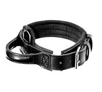 Dingo Gear Drago - Collare per Cani in Pelle, ammortizzato, con Manico Largo e Resistente, Fatto a Mano, Circonferenza del Collo 56-64 cm, per Allenamento e Passeggiate, Protezione da tiro,
