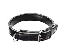 Dingo Gear Max - Collare in Vera Pelle, Estremamente Forte e Durevole, con raccordi cromati, Circonferenza del Collo per Cani da 40-48 cm, Adatto per Cani da Lavoro, Nero (S04030)