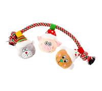 DINGO Giocattolo per Cani in Corda con 3 Animali di Peluche e Cigolio Cucito, Divertente Regalo di Natale per Cani Lungo 34 cm, Multicolor 17479