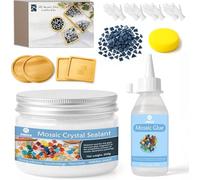 DINGSEN Kit di mosaico, composto da piastrelle di mosaico, sottobicchieri in bambù, colla e guarnizione di riempimento, ideale per progetti fai da te e decorazioni per la casa (pittura a inchiostro)