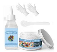 DINGSEN Kit per mosaico, include colla e malta per mosaico, applicatore, guanti, perfetto per decorare la casa, artigianato fai da te, regali fatti a mano (malta bianca)