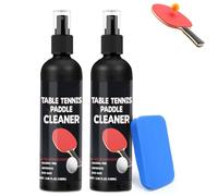 DINGSEN Spray detergente per racchetta da ping pong da 100 ml, 2 spugne detergenti in gomma per ping pong, rimuove i residui impattati e aumenta la rotazione e il controllo, trasparente