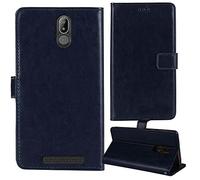 Dingshengk Blu Scuro Custodia in Pelle Flip Caso Protettiva Cover Skin Wallet per BRONDI Amico Smartphone S Nero 5.7"