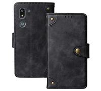 Dingshengk Nero Retro Vera Pelle Case TPU Silicone per Doro 8050 5.7" Custodia Caso Premium Leather Cover Flip Guscio Protettiva Copertina Portafoglio Magnetico Anti Urto e Anti Graffi