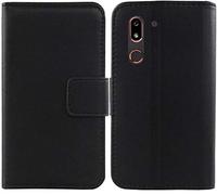Dingshengk Nero Vera Real Pelle Case TPU Silicone per Doro 8050 5.7" Custodia Caso Premium Leather Cover Flip Guscio Protettiva Copertina Portafoglio Magnetico Anti Urto e Anti Graffi